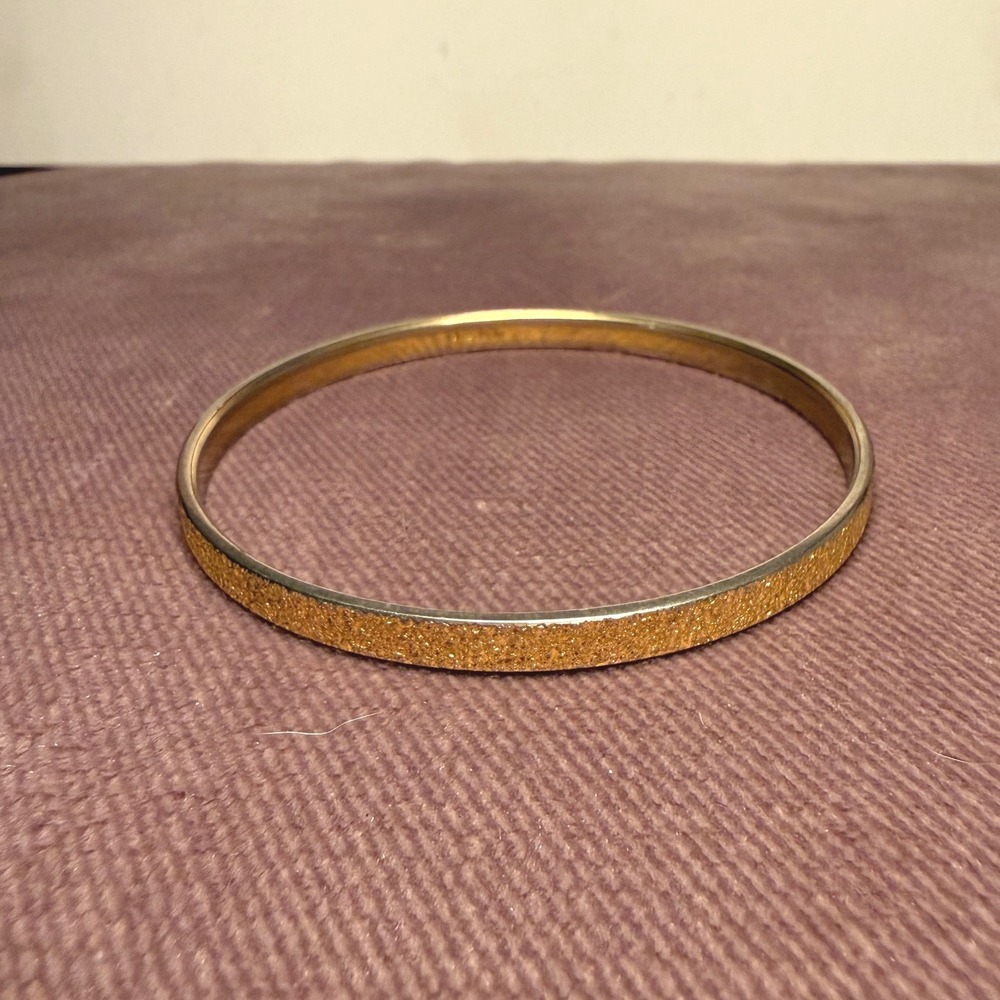 Vintage Signed Monet Gold Toned Textured Bangle Bracelet 60s 70s MCM Jewelry